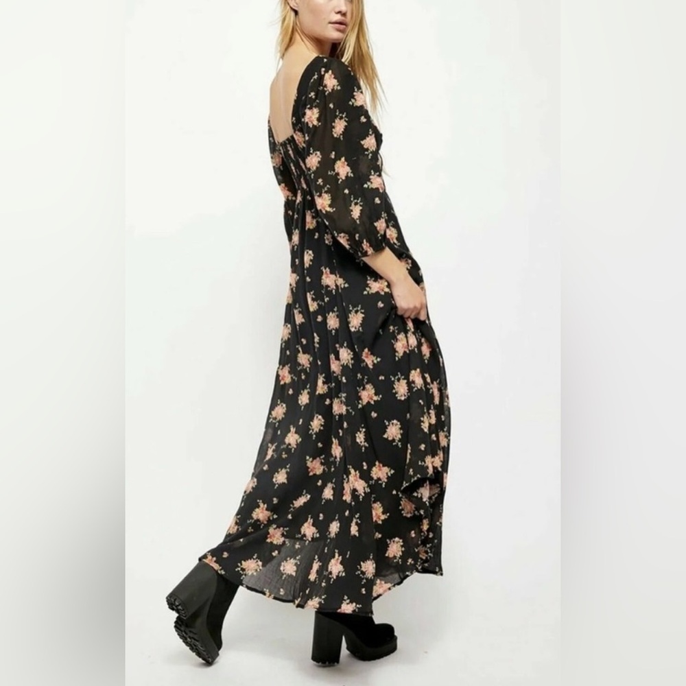 FREE PEOPLE Stunning Sea Glass Midi Maxi Dress 8 M Boho Cottagecore Stevie Nicks